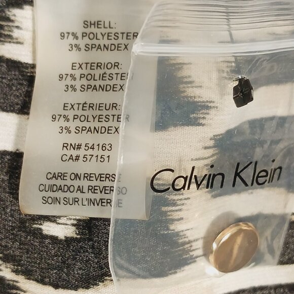 Calvin Klein XL Leopard Long Sleeve Top W/ Ruffled Sleeve Hem, 1/4 Button Front - Picture 16 of 16